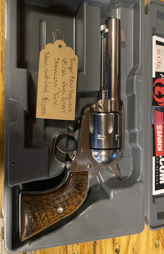 Ruger revolver in case with price tag