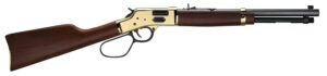 Lever action rifle with wooden stock