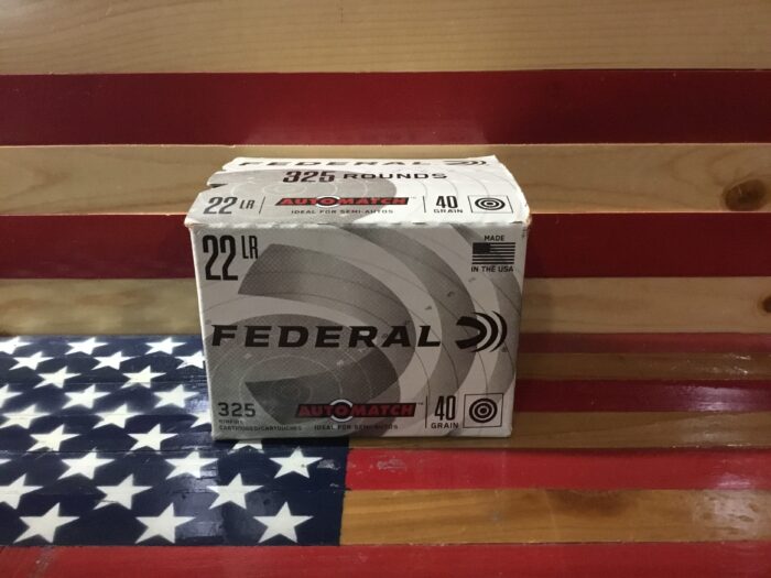 Federal .22 ammo box on American flag background