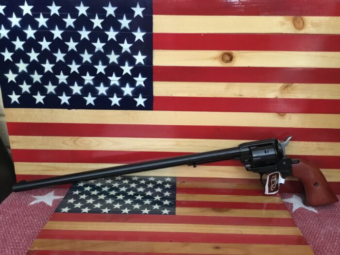 Revolver on American flag background
