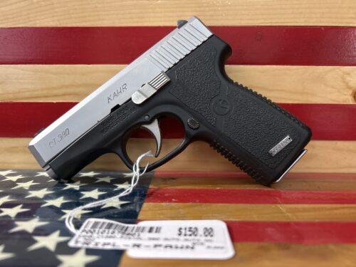 Kahr CT380 pistol on American flag background