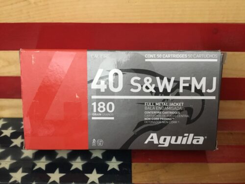 Box of Aguila .40 S&W FMJ ammunition