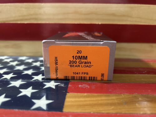 10mm ammo box on flag background