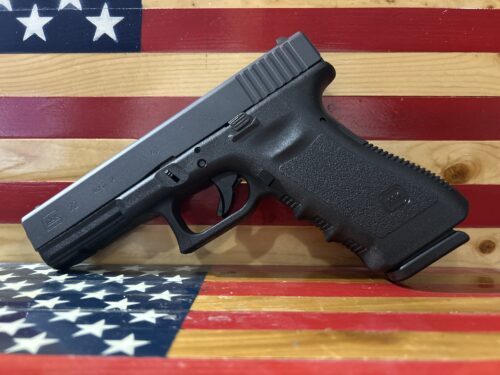 Handgun on American flag background