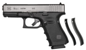 Glock 19 Gen4 pistol with interchangeable grips.