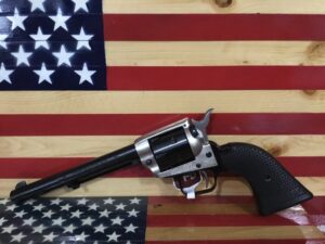 Revolver on American flag background