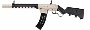 Black and tan assault rifle side view