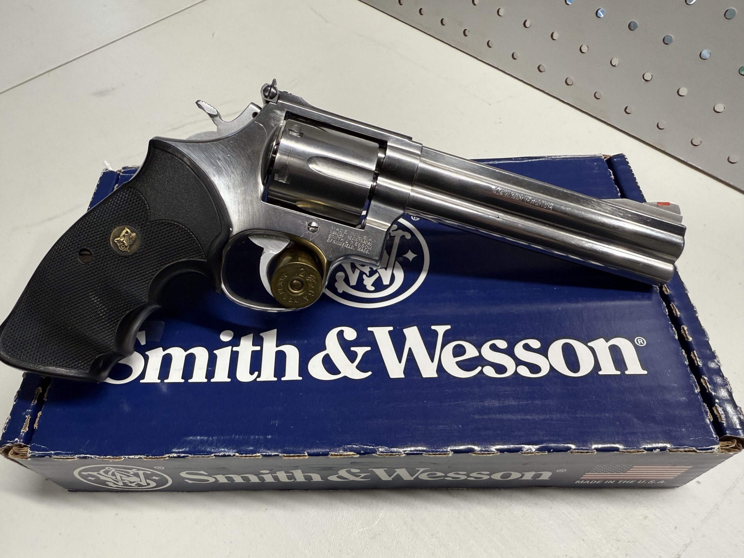 Smith & Wesson revolver on box