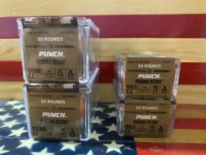 Federal ammo boxes stacked on flag background