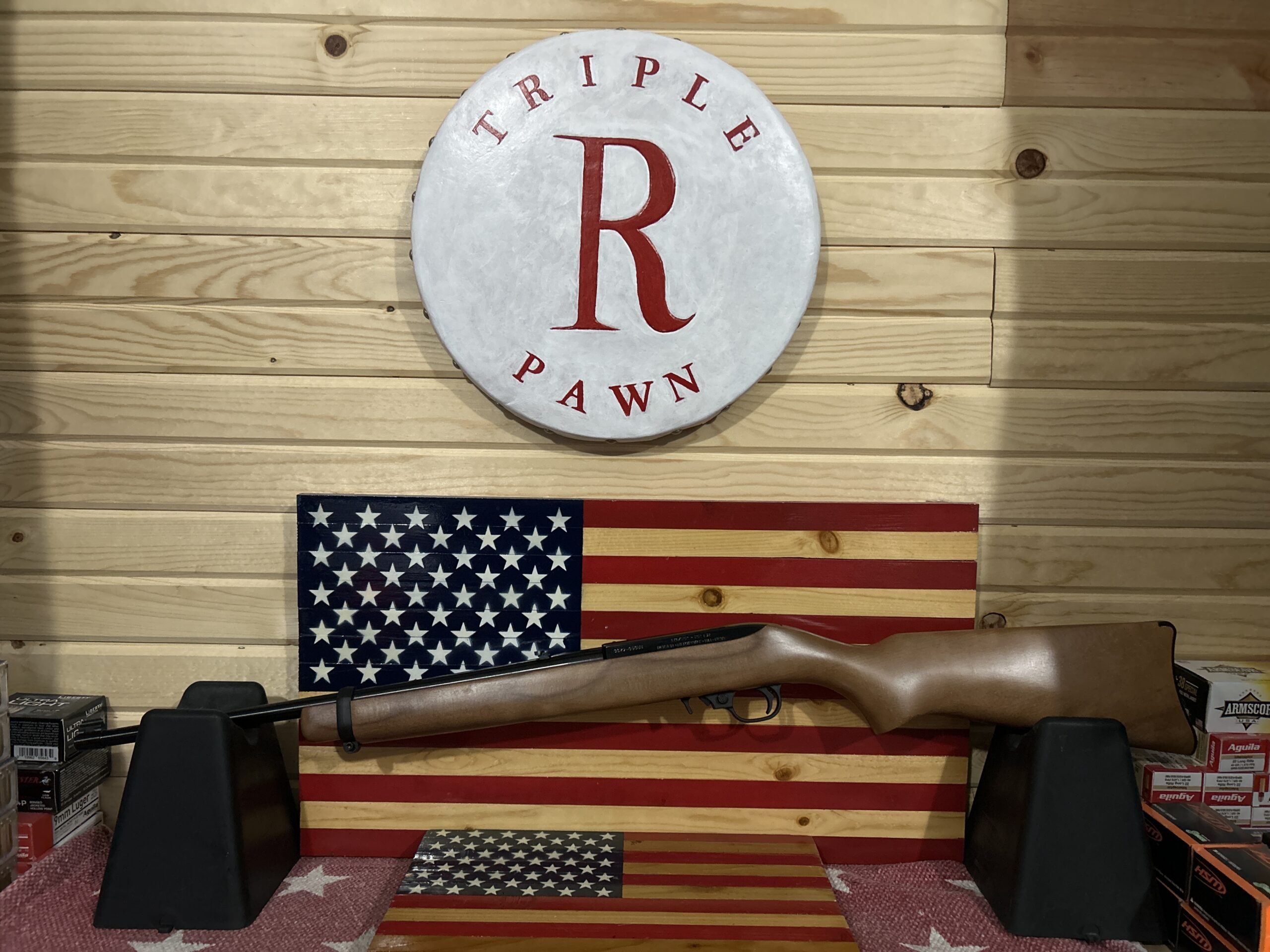 Rifle displayed at Triple R Pawn shop.