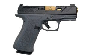 Black and gray handgun with textured grip
